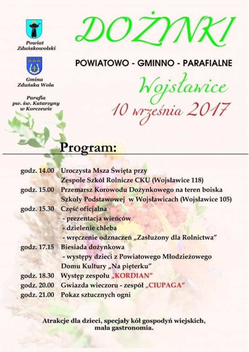 Dożynki powiatowe w niedzielę w Wojsławicach