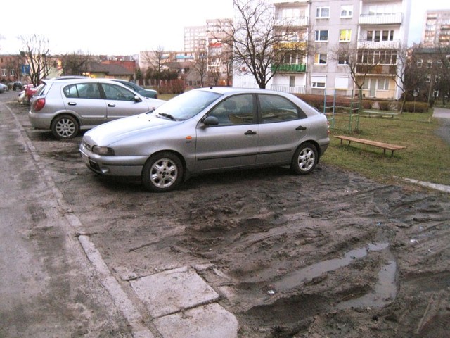 W 2011 roku w prawdziwe parkingi mają się zmienić m.in. pasy grząskiego gruntu przed blokiem przy ul. 20 Stycznia 14.