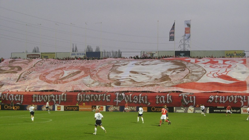 Oprawa kibiców Widzewa na cześć Ludwika Sobolewskiego,...