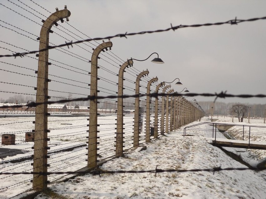 Ogrodzenie byłego nazistowskiego obozu koncentracyjnego w...