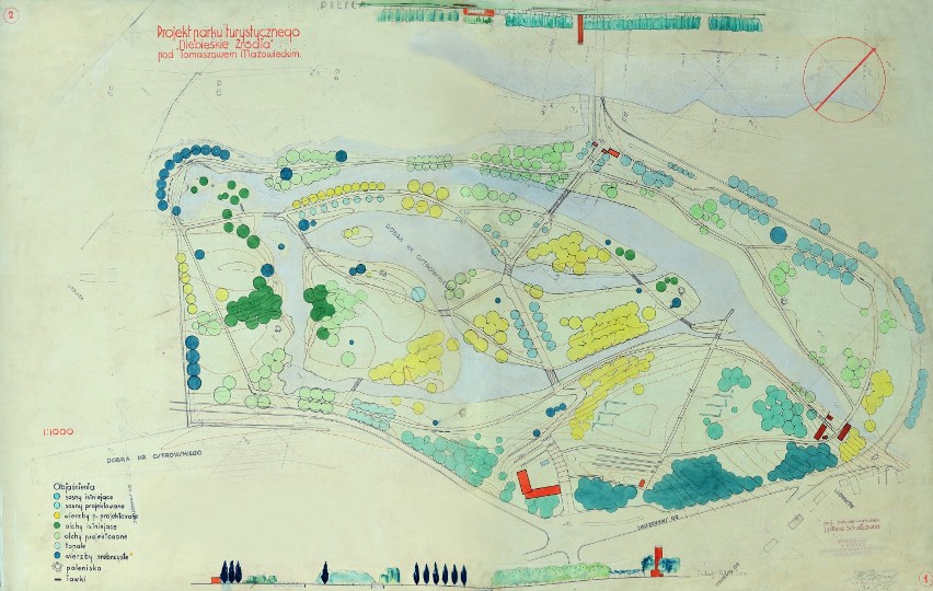 Plan parku „Niebieskie Źródła” z 1938 roku autorstwa A....