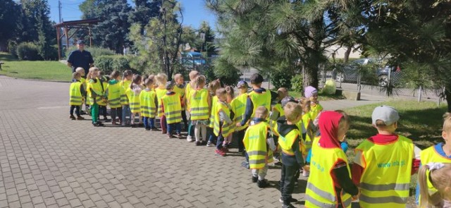 Przedstawiciele Policji oraz Państwowej Straży Pożarnej z Kwidzyna spotkali się z przedszkolakami z Niepublicznego Przedszkola "Pod Dębusiem" w Ryjewie. Spotkanie odbyło się w ramach akcji "Bezpieczna droga do szkoły".