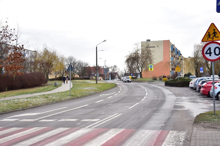 Ulica Browarowa w Żninie w grudniu 2021 roku.