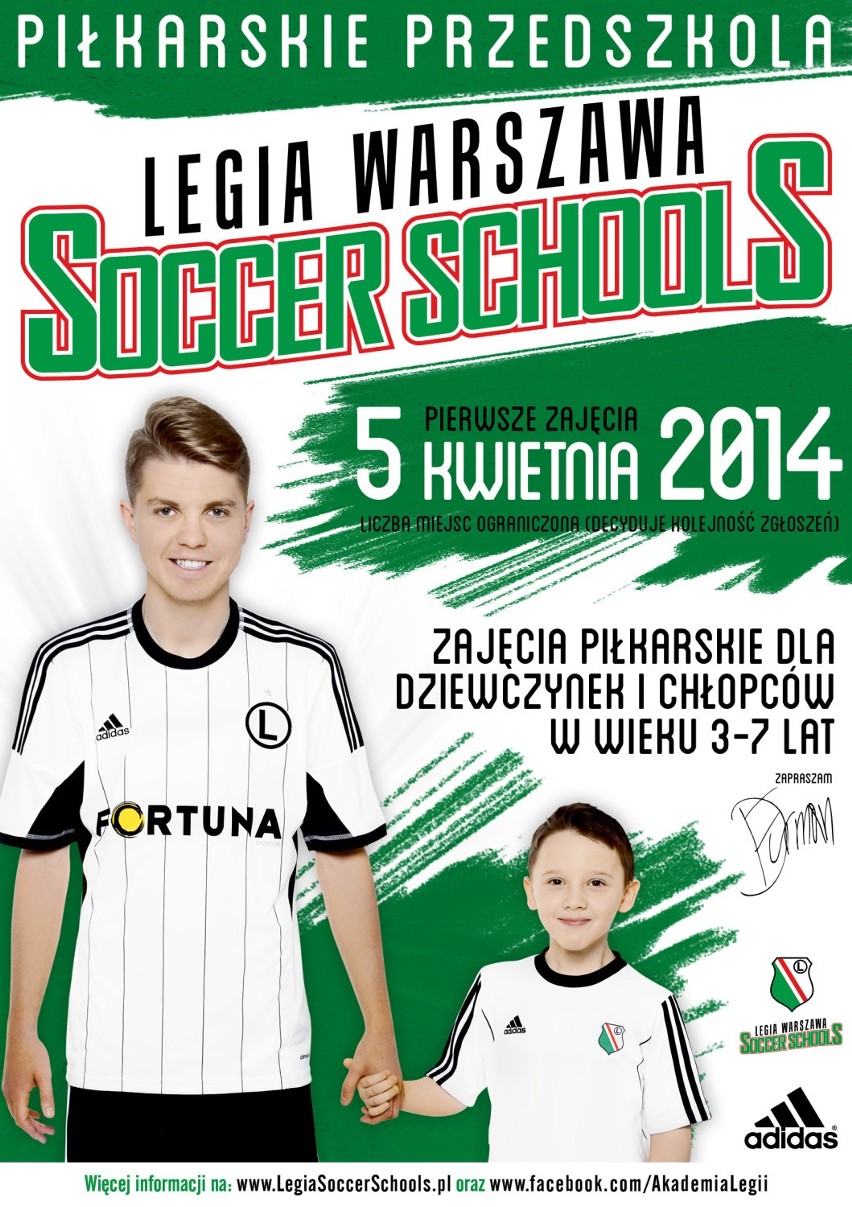 Plakat promujący zajęcia piłkarskie z Legią Warszawa