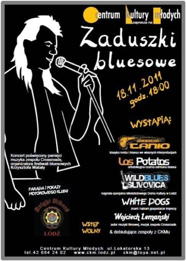 Plakat koncertu Zaduszki bluesowe.
fot. Mariusz Reczulski