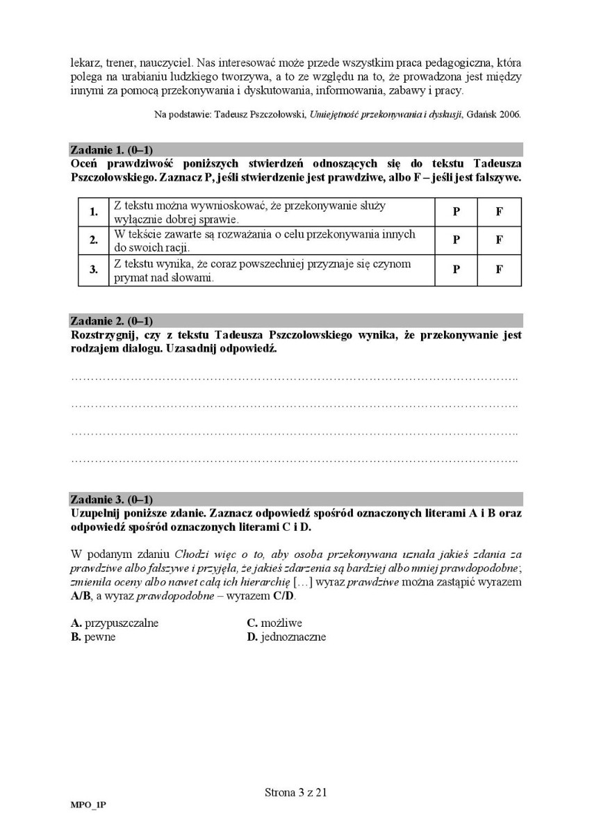 Matura 2020 JĘZYK POLSKI podstawa - ARKUSZE CKE. Było "Wesele" Wyspiańskiego i wiersz "Daremne" A. Kamieńskiej [8 czerwca 2020]