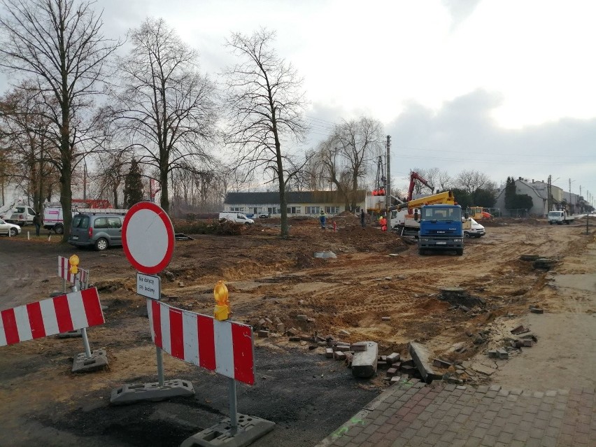 Budowa ronda w Pajęcznie (zdjęcie z końcówki stycznia)