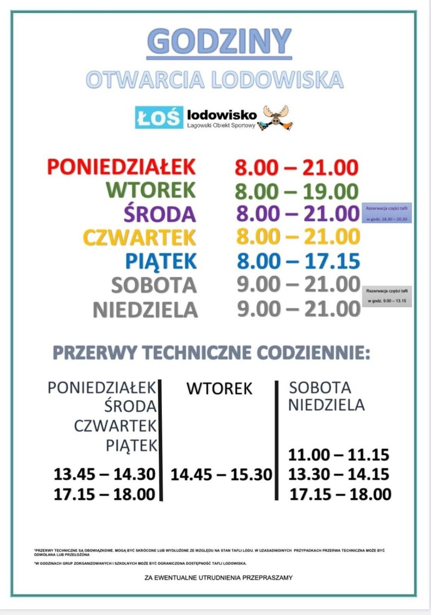 Godziny otwarcia lodowiska w Łagowie