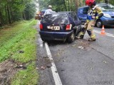 Wypadek na DK 45 w Bierdzanach. Volkswagen wpadł do rowu [ZDJĘCIA]