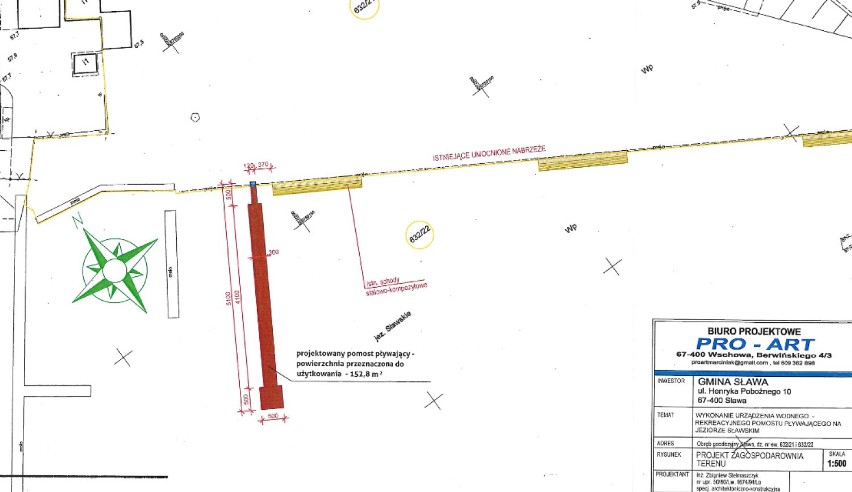 Mapa z zaznaczeniem miejsca, w którym stanie pomost