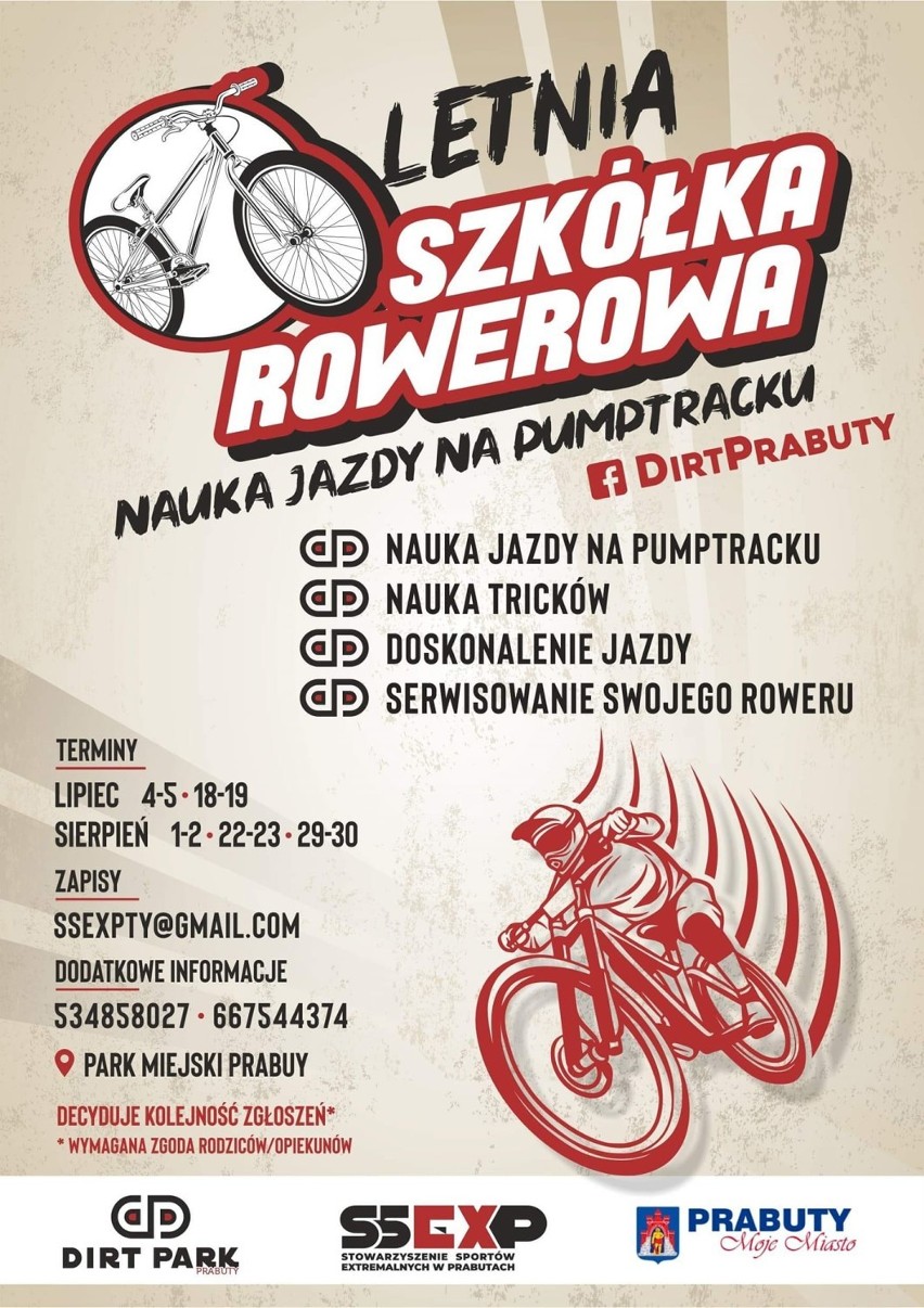 Stowarzyszenie Sportów Extremalnych w Prabutach organizuje letnią szkółkę rowerową nauki jazdy na pumptracku. Ruszyły zapisy!