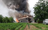 Pożar budynków gospodarczych w Jarząbkowicach. Kłęby dymu widoczne z kilometra