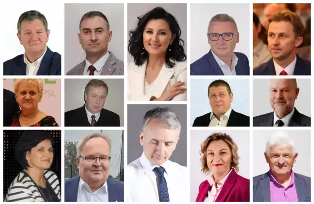 Na kolejnych slajdach zdjęcia kandydatów wybranych na radnych nowej Rady Powiatu Opoczyńskiego