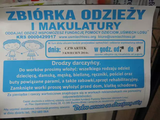 Żory: zbiórka odzieży i makulatury