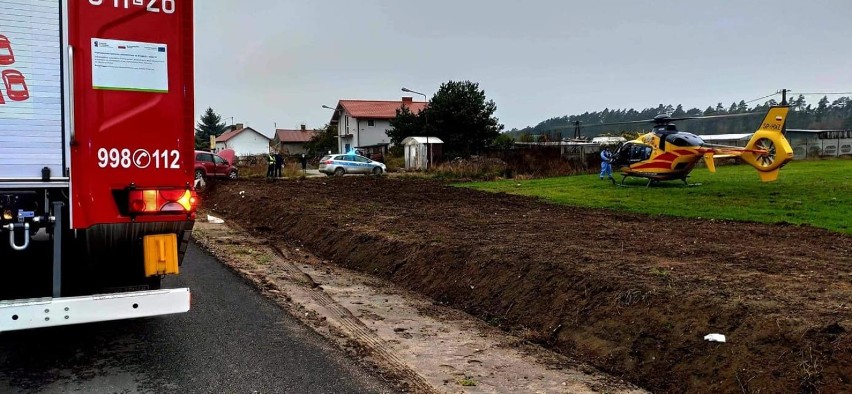 Wypadek w miejscowości Buków w gminie Ujazd. Pogotowie Lotnicze zabrało 3 - letnią dziewczynkę