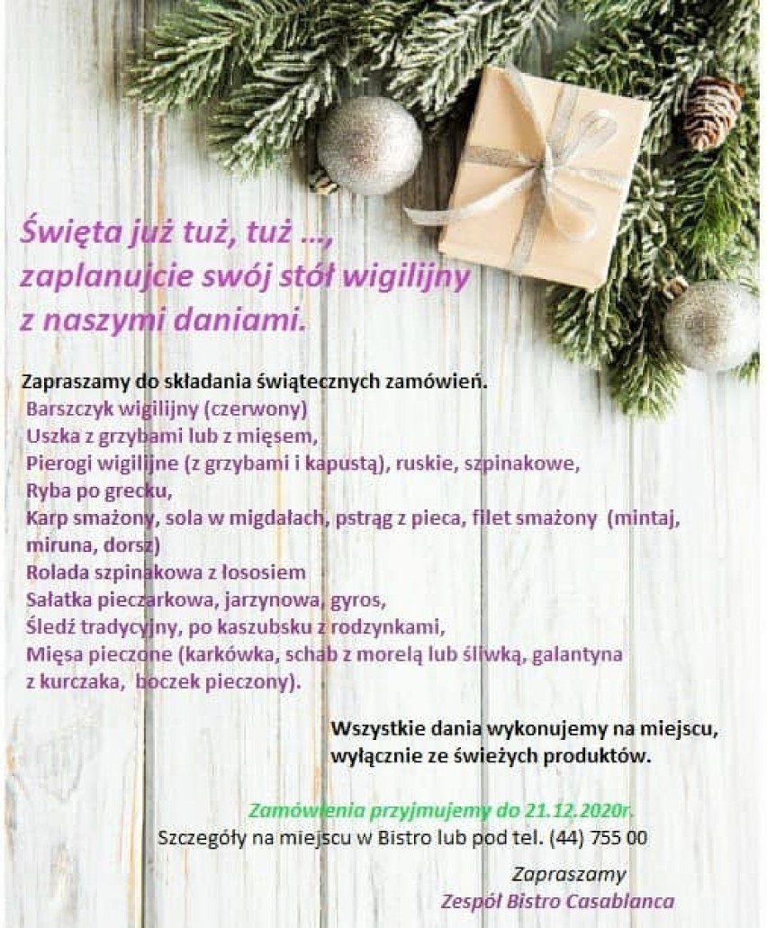 Wigilijne potrawy na wynos w Opocznie. Oferta dań świątecznych na wynos od lokalnych przedsiębiorców