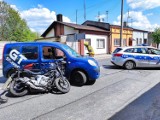 Wypadek na Drodze Krajowej numer 91 w Kamieńsku. Ranny motocyklista trafił do szpitala ZDJĘCIA