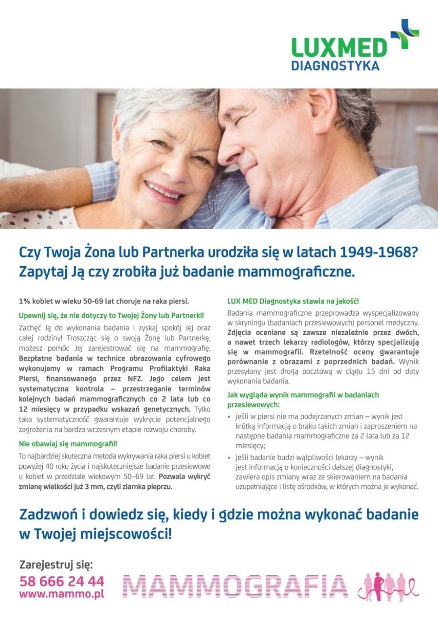 Bezpłatne badania mammograficzne w gminach powiatu radomszczańskiego [TERMINY]