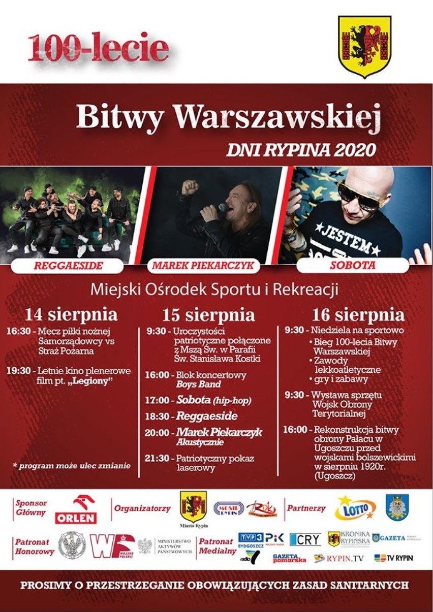 Dni Rypina 2020 i obchody 100-lecia Bitwy Warszawskiej [zobacz program]