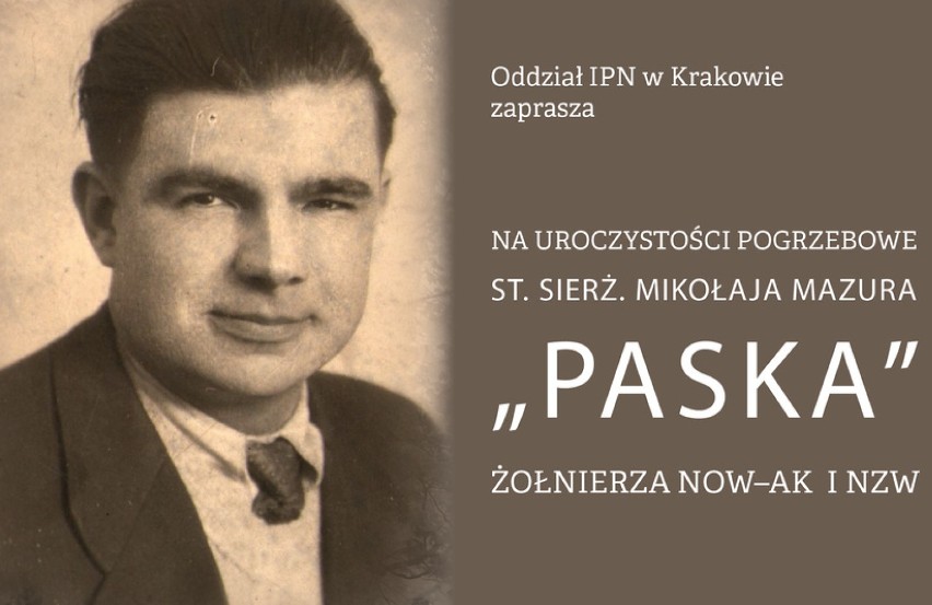 Bochnia. Dziś pogrzeb zamordowanego przez władze komunistyczne żołnierza Mikołaja Mazura ps. „Pasek”
