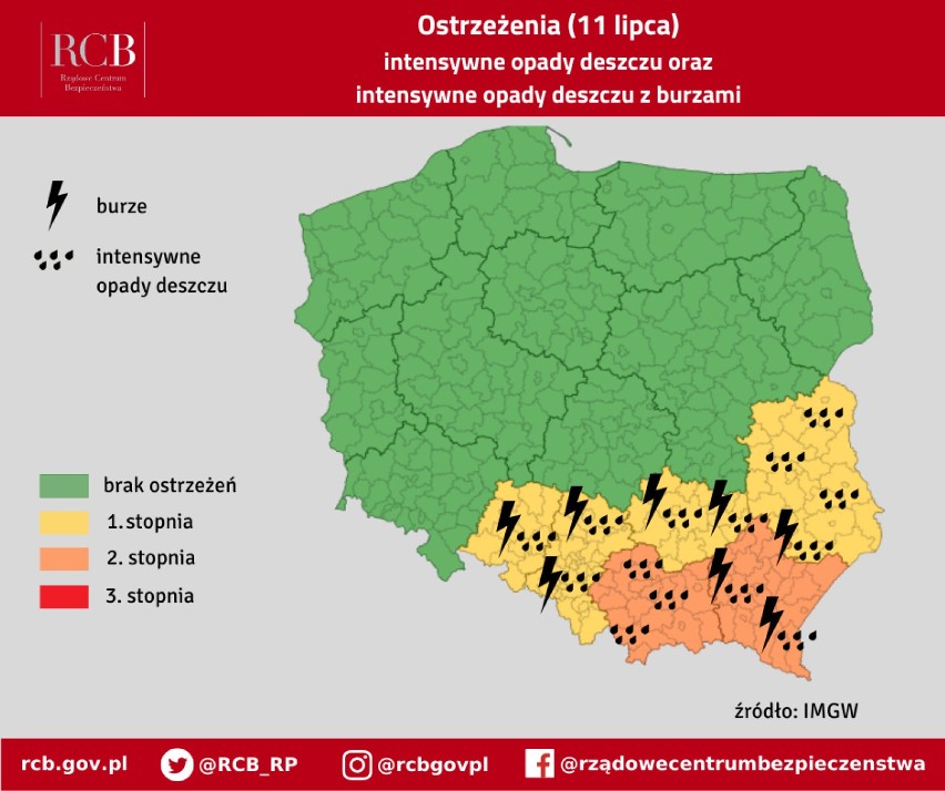 Silny opad deszczu i burze w woj. śląskim. Wiatr w porywach do 90 km/h! Sprawdź gdzie jest burza! [11.07.2020]