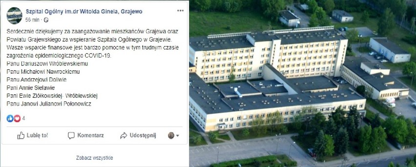 Mieszkańcy powiatu grajewskiego jednoczą się, by wspomóc szpital w walce z koronawirusem [zdjęcia]