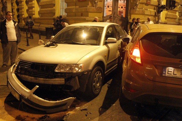 Wypadek u zbiegu Zielonej i Kościuszki w Łodzi