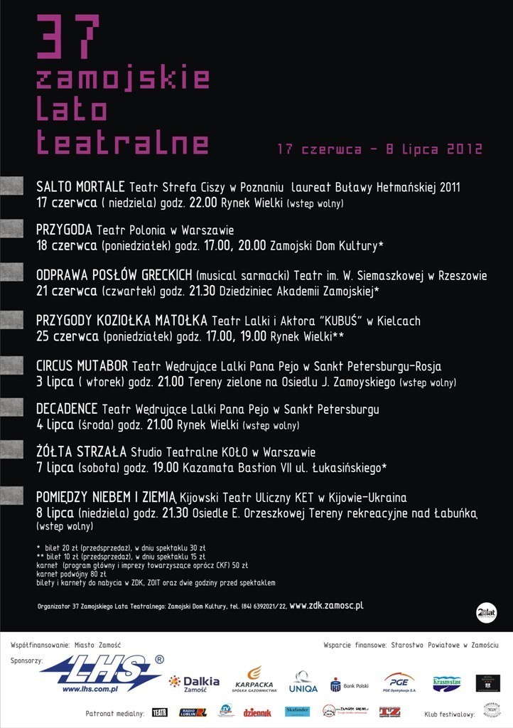 Zamojskie Lato Teatralne 2012 - PROGRAM