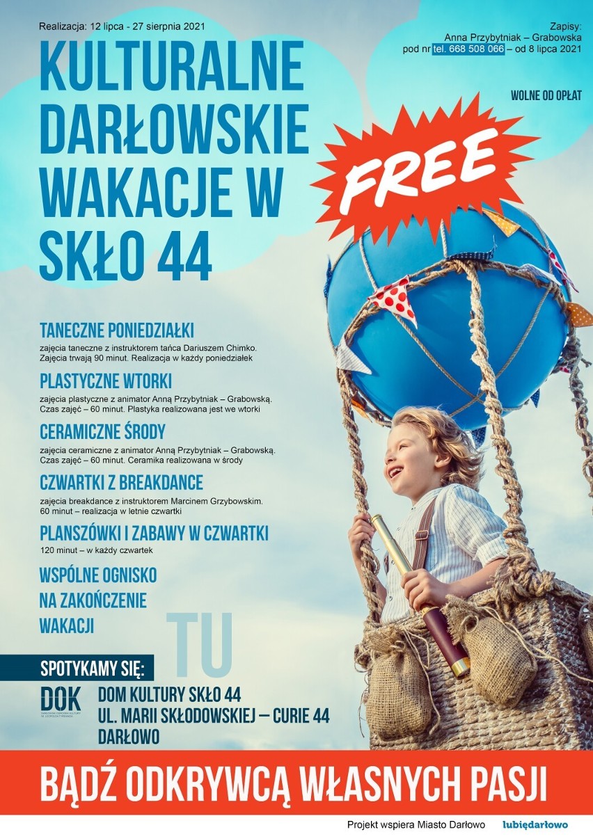 Darłowskie wakacje w "Skło44". Bogaty program dla dzieci i młodzieży