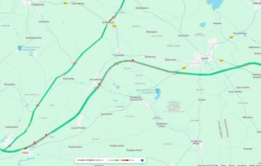 Wypadek na s8 w okolicach Sycowa i Oleśnicy
