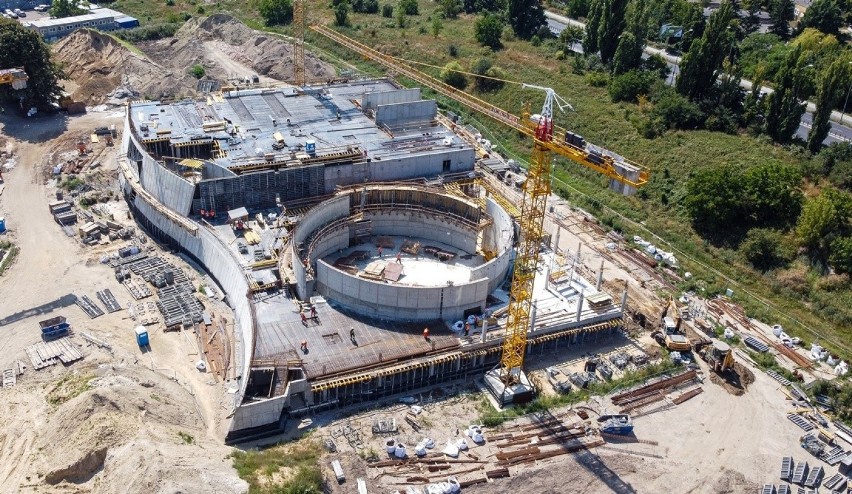 Tak wygląda plac budowy aquaparku "Fabryka Wody" w Szczecinie