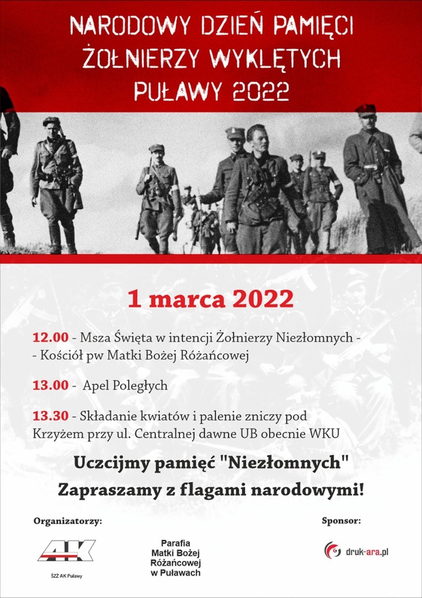 Dzień Pamięci Żołnierzy Wyklętych w Puławach. Sprawdź program obchodów