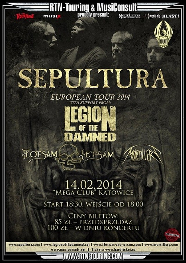 14 lutego 2014 roku brazylijski zespół Sepultura zagra koncert w ...