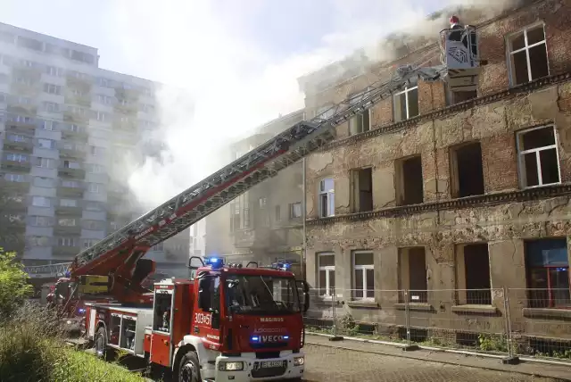 Pożar wysiedlonej kamienicy przy Łąkowej 22 w Łodzi