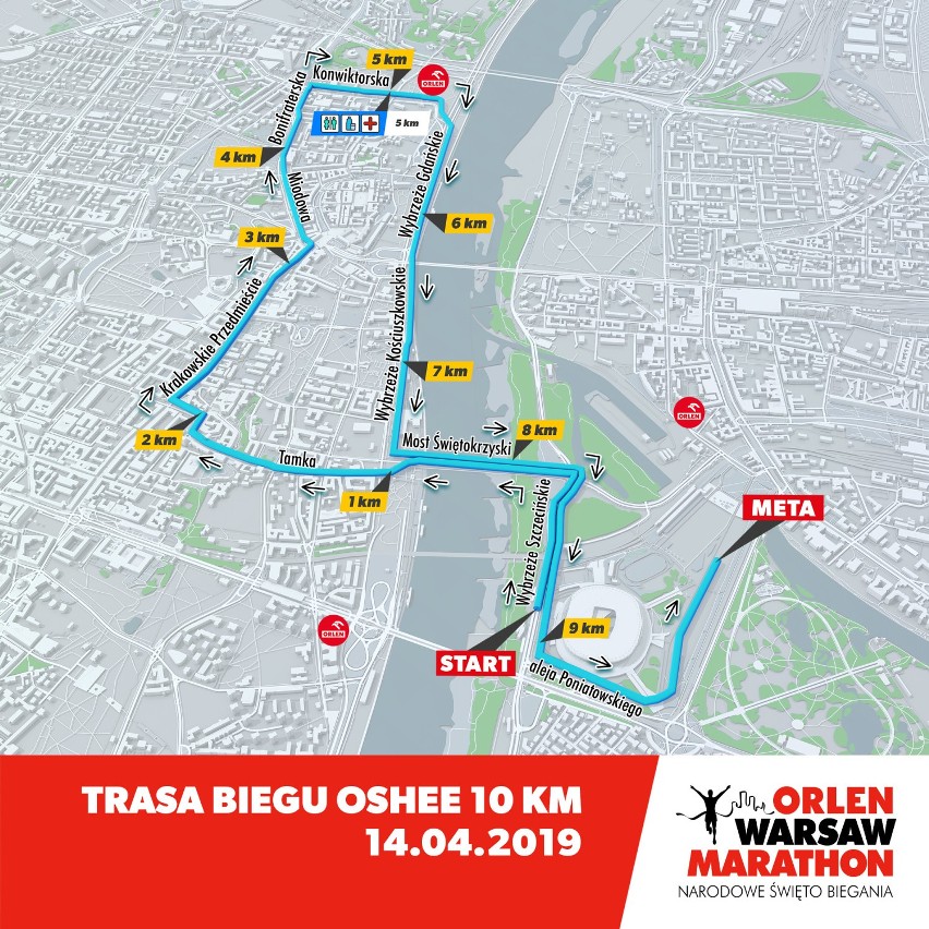 ORLEN maraton - mapa, trasy. Warsaw Marathon 2019. Utrudnienia na ulicach Warszawy, objazdy, zamknięte drogi [MAPKI]