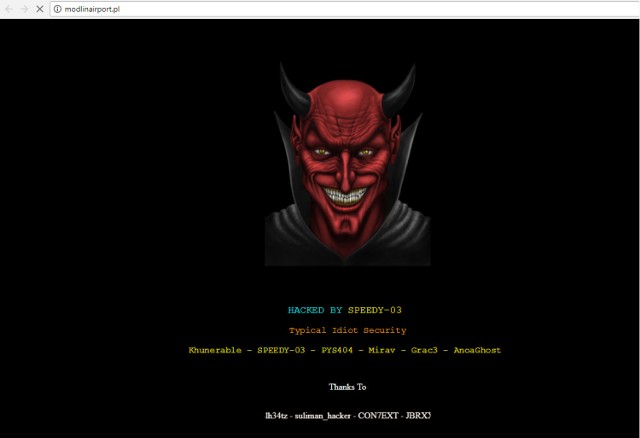 Lotnisko w Modlinie zhakowane. Strona internetowa została przejęta!