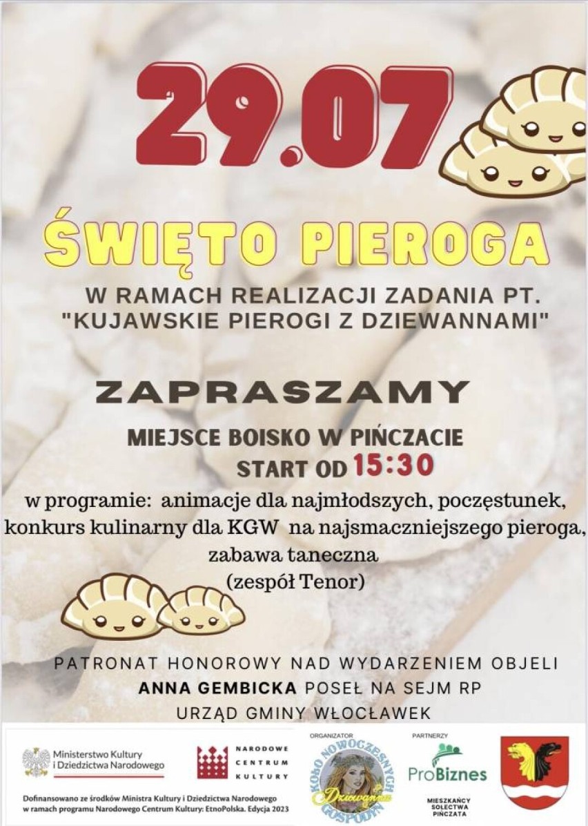 Święto Pieroga w Gminie Włocławek odbędzie się 29 lipca 2023...