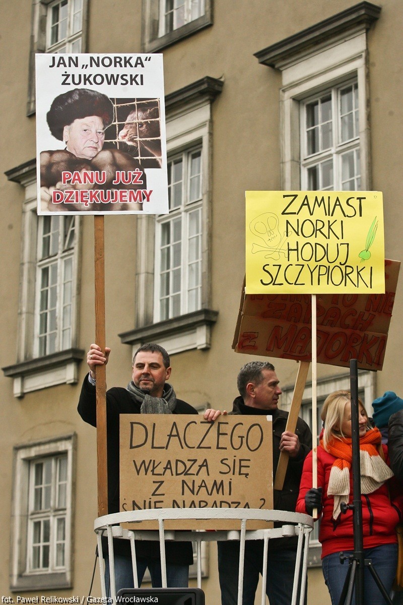 NIE dla fermy norek pod Żórawiną! Protest we Wrocławiu