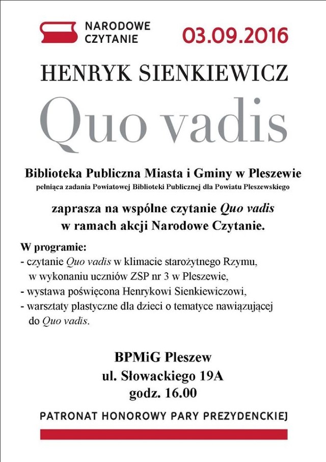 Narodowe Czytanie w pleszewskiej bibliotece