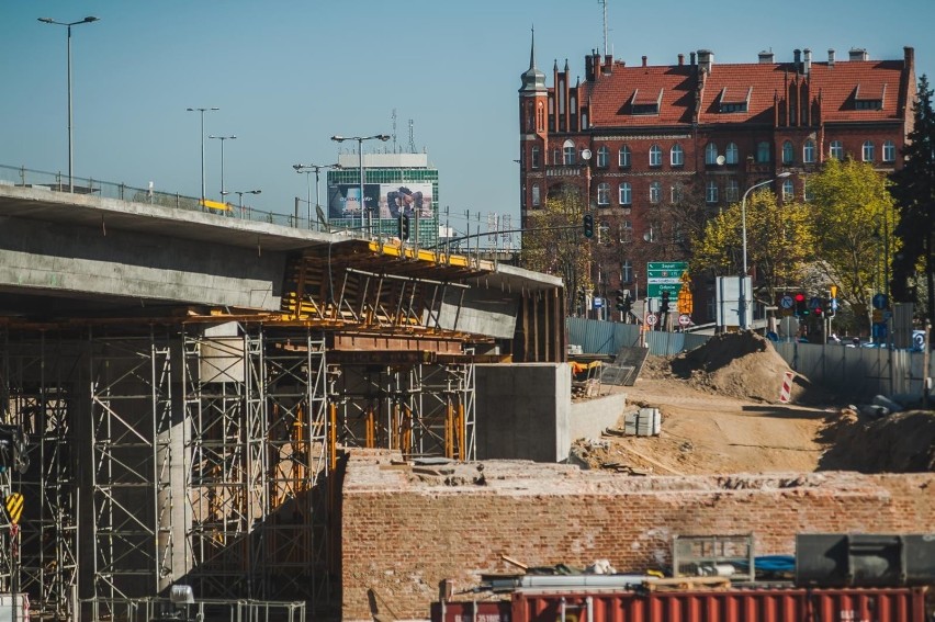 19.04.2019, Gdańsk. Spacer po budowie wiaduktu Biskupia...