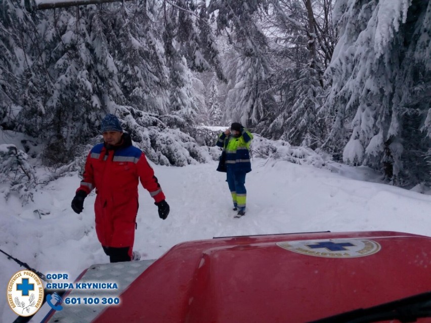 Ratownicy GOPR ewakuowali dzieci ze schroniska na Przehybie. Łamiące się pod ciężarem śniegu drzewa zerwały linie energetyczne 