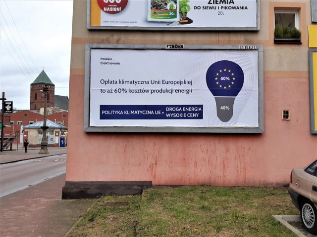 Billboard Polskich Elektrowni pojawił się m.in. w centrum Goleniowa