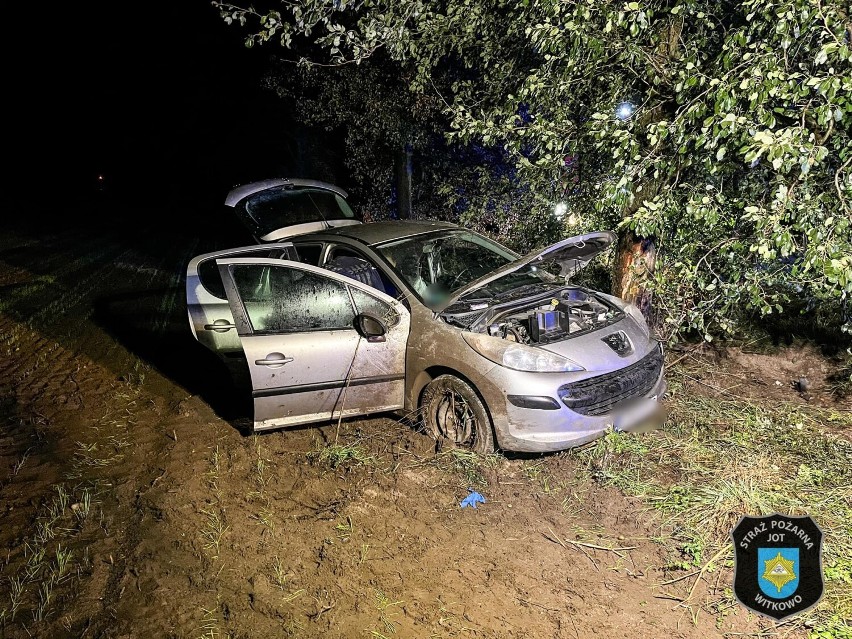 Na drodze do Skorzęcina Renault uderzył w drzewo