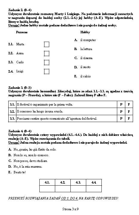 Egzamin gimnazjalny 2013. Język włoski [TESTY, ODPOWIEDZI]