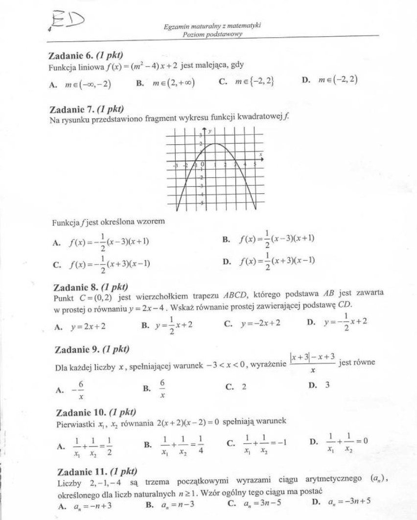 Matura 2014 arkusze z matematyki