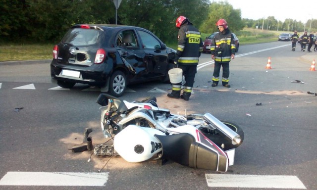 Motocykl zderzył się z osobówką w Rydułtowach