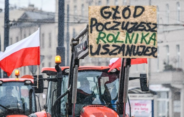 Protest rolników w Bydgoszczy - 9 lutego 2024.