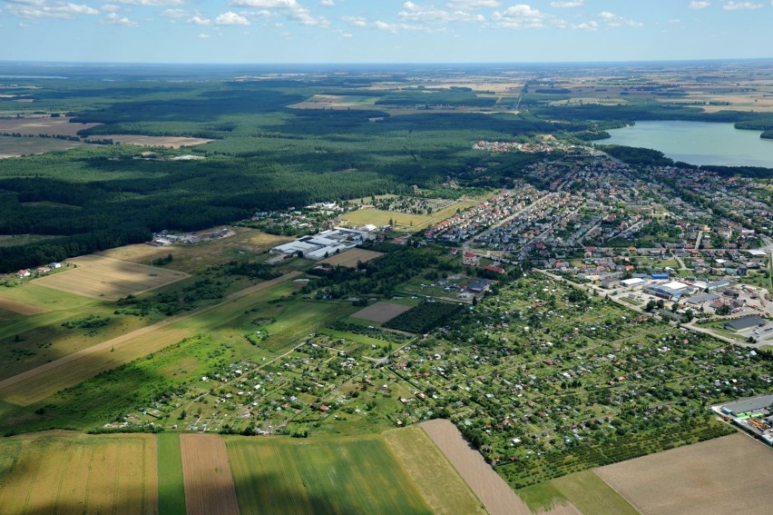 Człuchów z lotu ptaka. Lipiec 2013