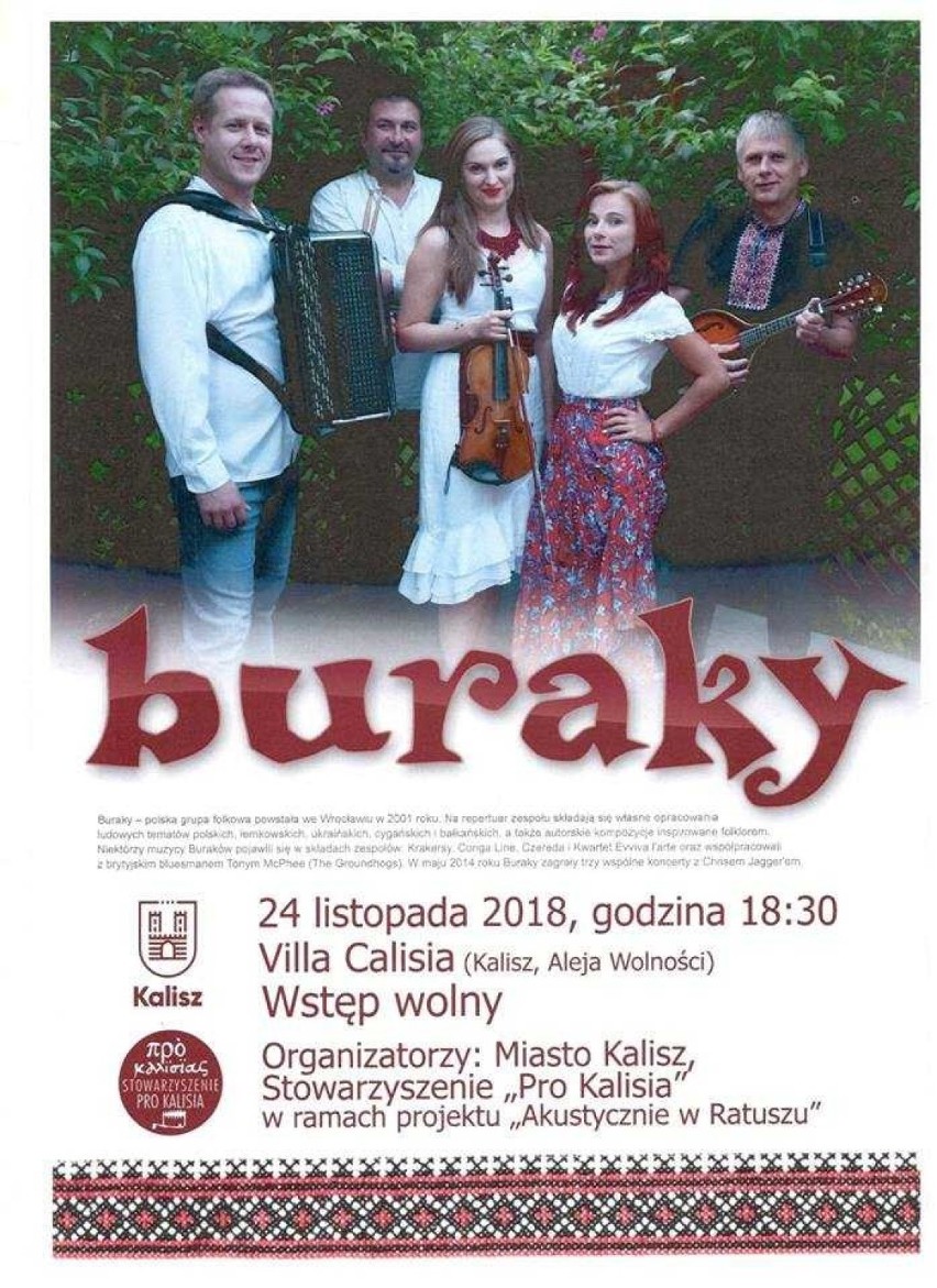 Koncert folkowego zespołu Buraky w Villi Calisia