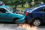 Wypadek na Rudzkiej w Rybniku spowodował kierowca z 3 promilami. Kobieta w ciąży w szpitalu [FOT]